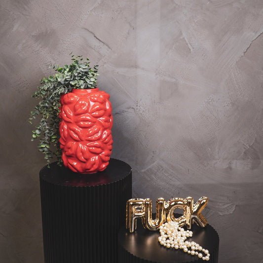 Vase "Kisses" Keramik - Rot - 17x17x27cm