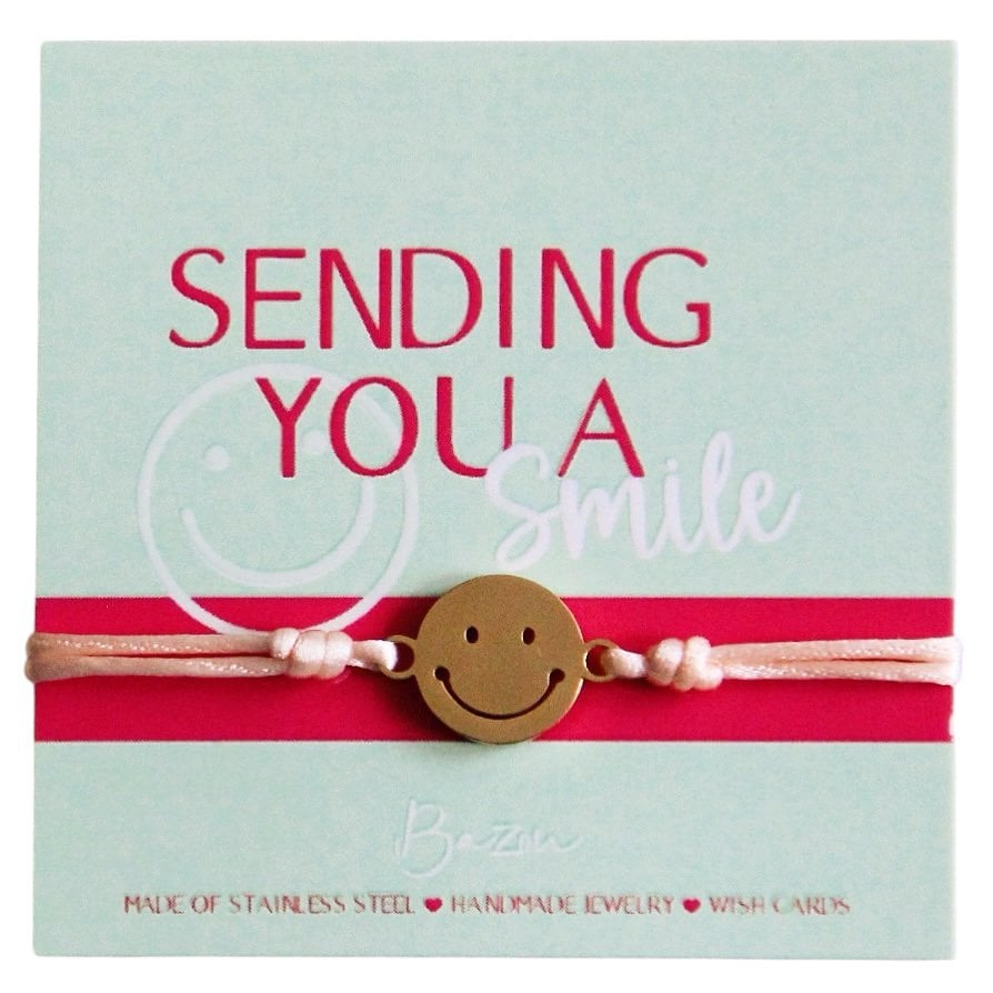 Wishcard mit Satinarmband - SENDING YOU A SMILE