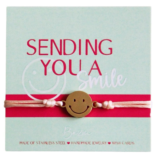 Wishcard mit Satinarmband - SENDING YOU A SMILE