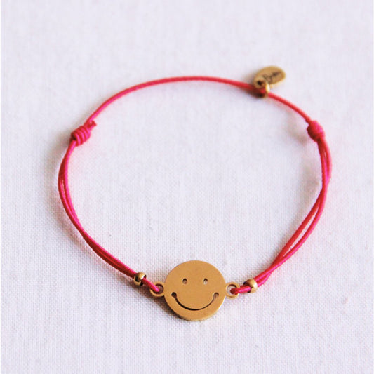 Elastisches Armband mit Smiley - Pink