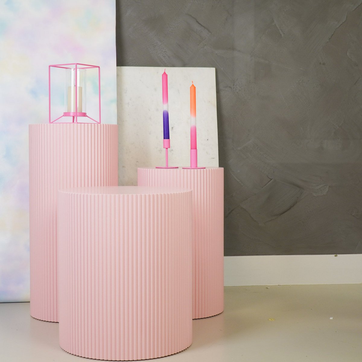 Beistelltisch / Säule Zylinder – MDF – Hellrosa – 30x65 cm