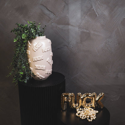 Vase "FUCK" Keramik - Beige - 17x17x27cm
