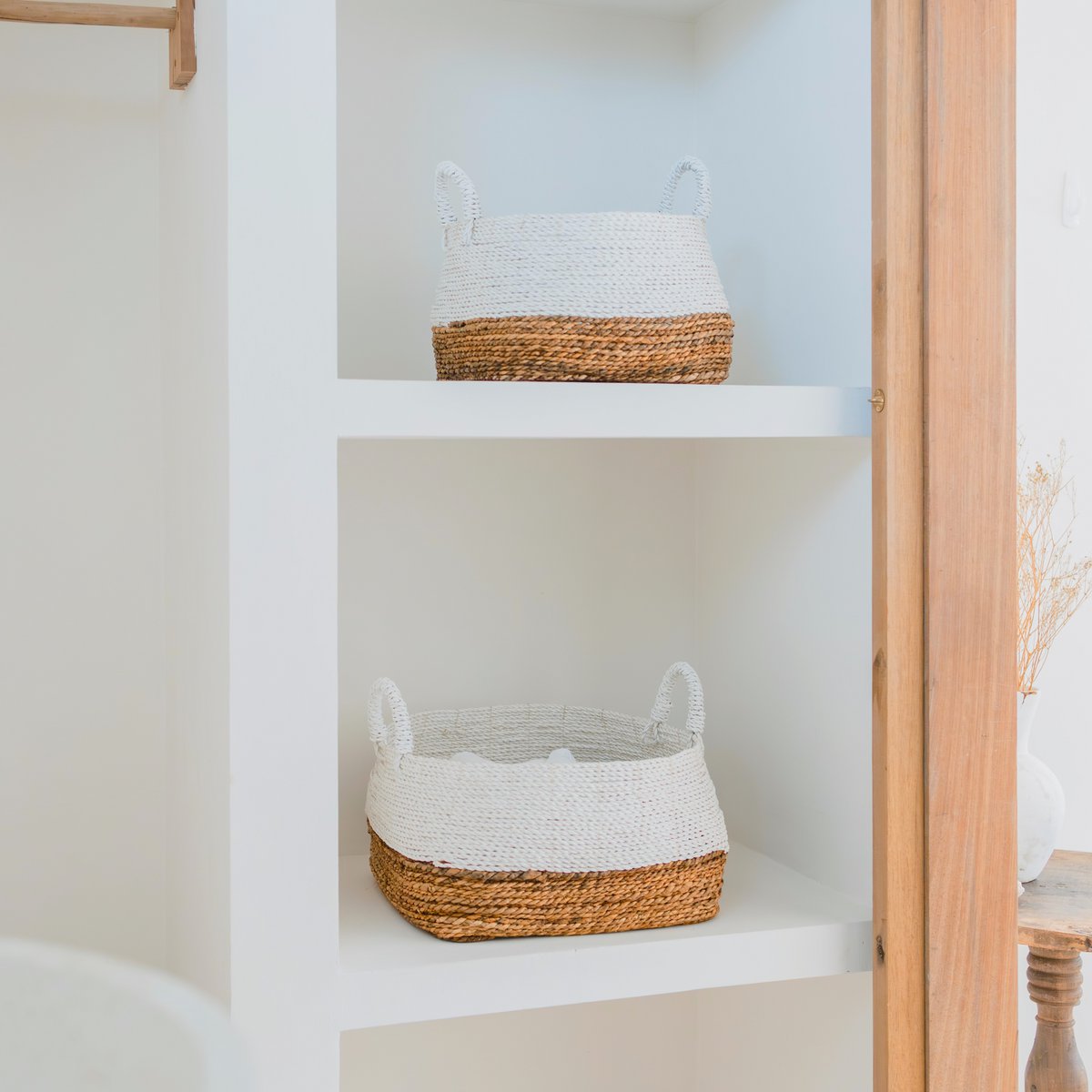 Aufbewahrungskorb weiß – Boho Dekokorb – quadratischer Wäschekorb