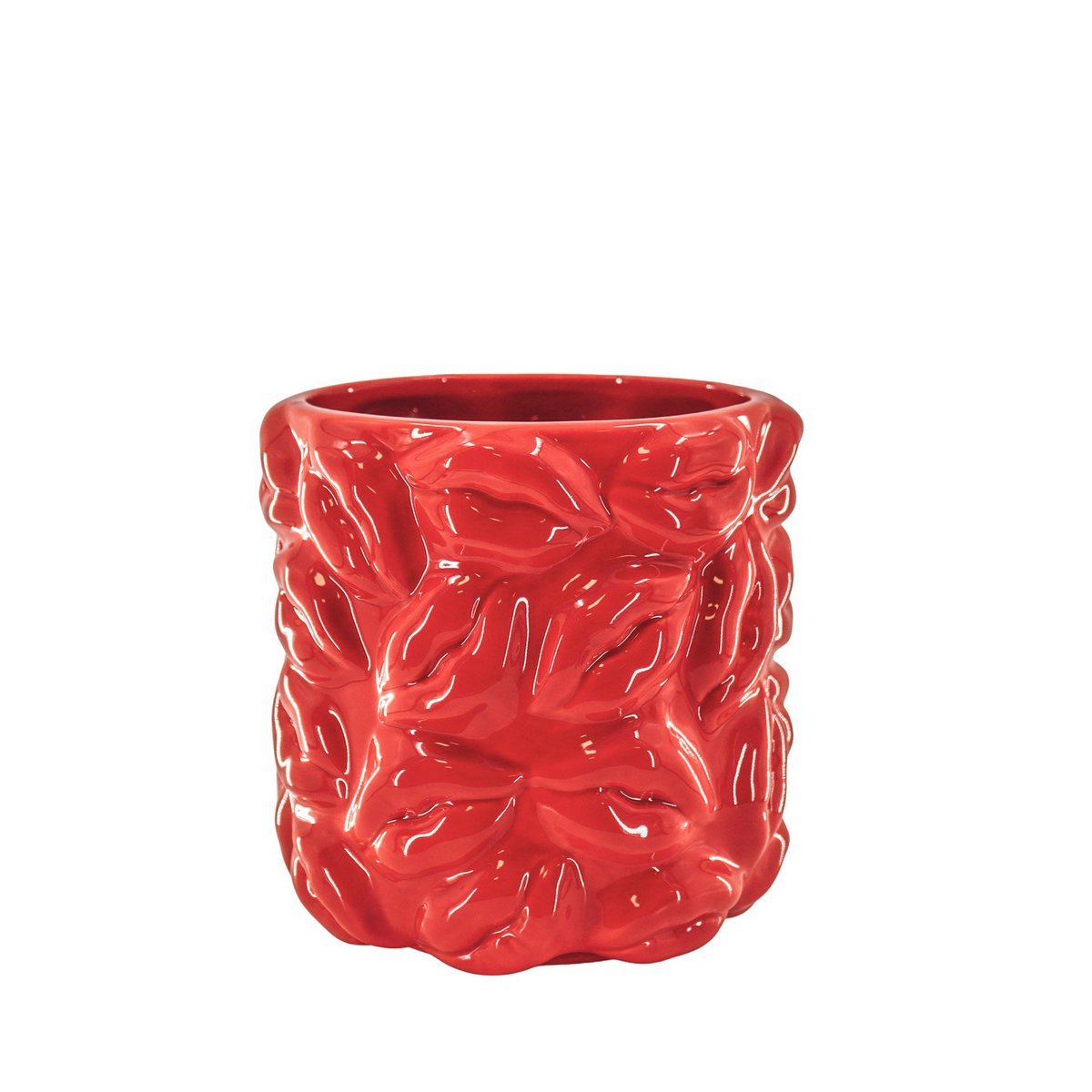 Topf "Kisses" Keramik - Rot - 17,5x17,5x17,5cm