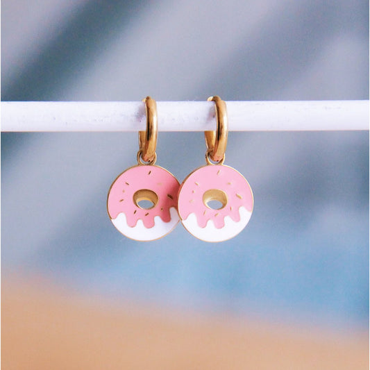 Creolen mit Donut - Pink