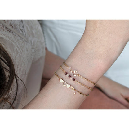 Armband mit Ringen & Rosenquarz - Gold