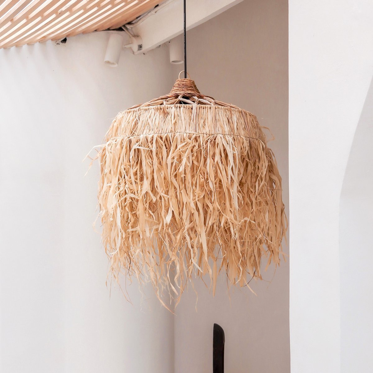 Bastlampe mit langen Fransen - Lampenschirm - Pendelleuchte KAWI (2 Größen)