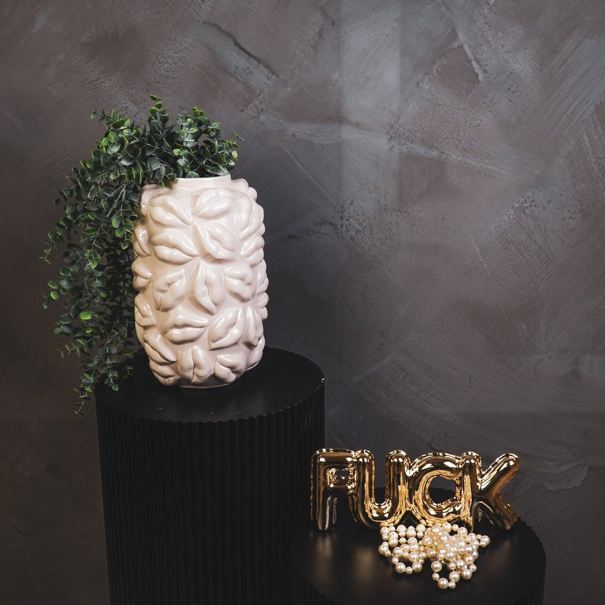 Vase "Kisses" Keramik - Beige - 17x17x27cm