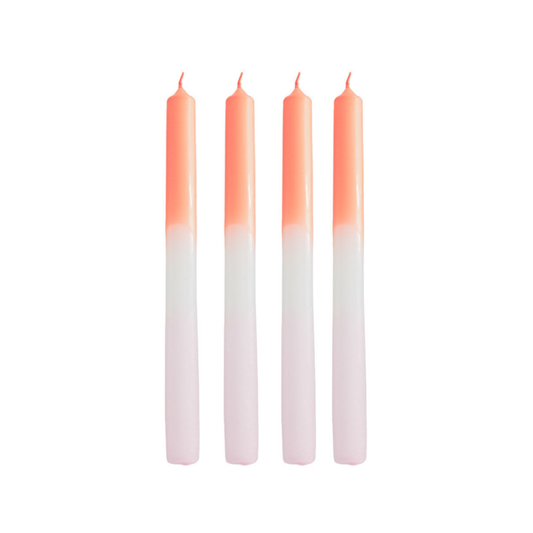 Kerzen - Dip Dye Capers - Neon Orange/Weiß/Hellrosa - 2,1x25 cm