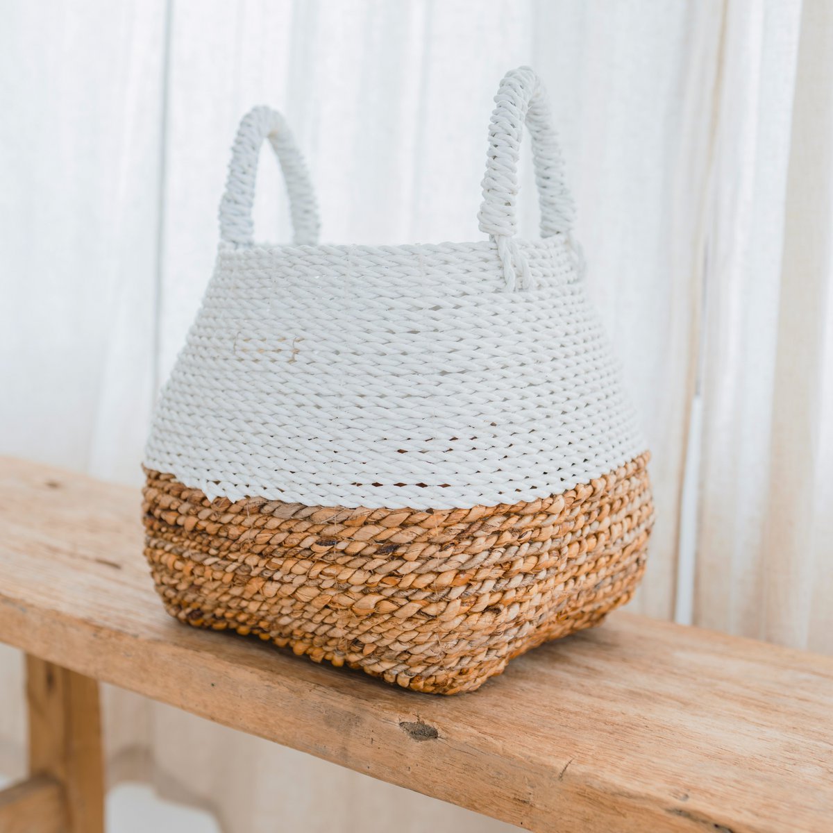 Aufbewahrungskorb weiß – Boho Dekokorb – quadratischer Wäschekorb