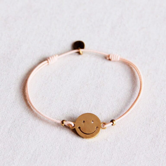 Elastisches Armband mit Smiley - Rosa